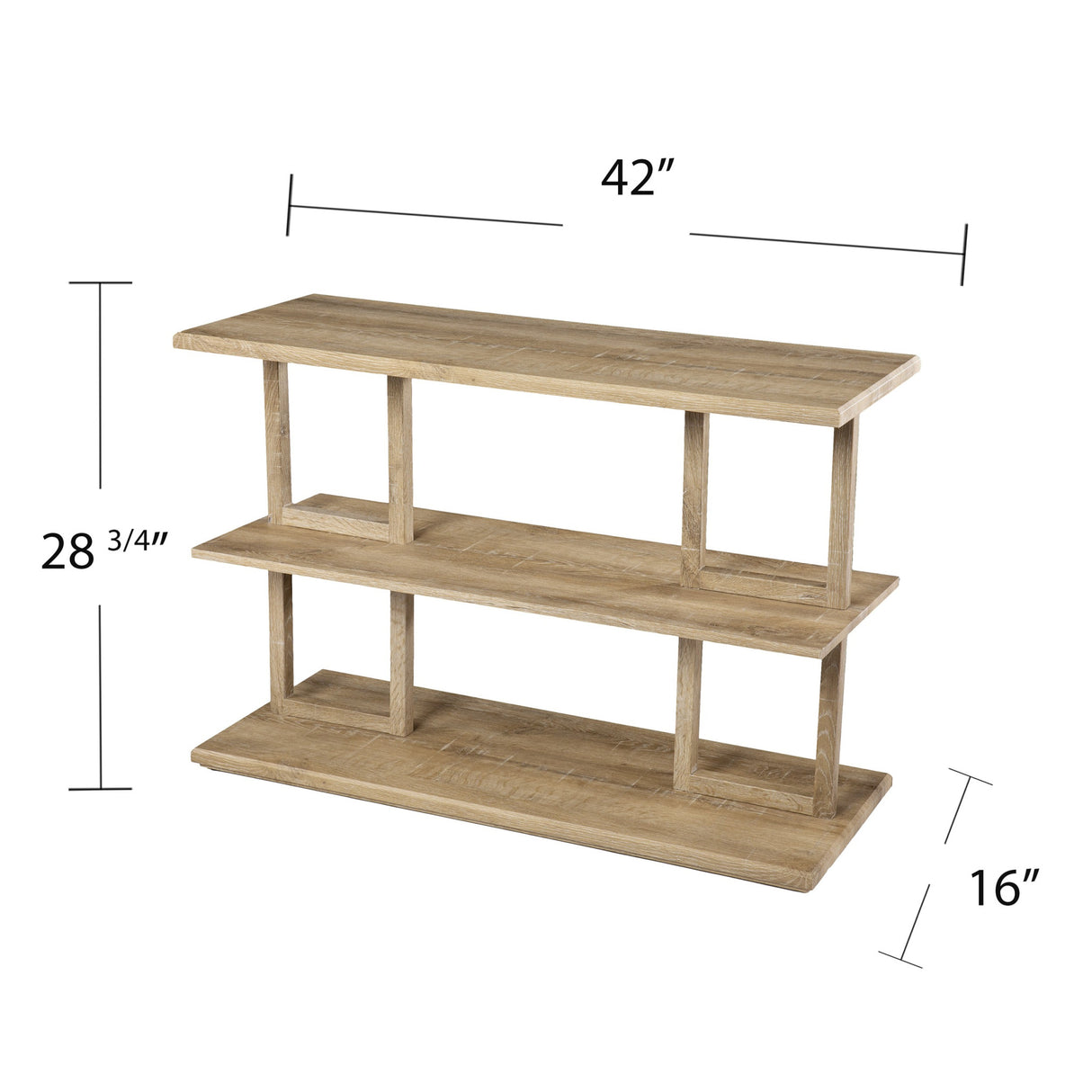 42" Natural Floor Shelf Console Table With Shelves