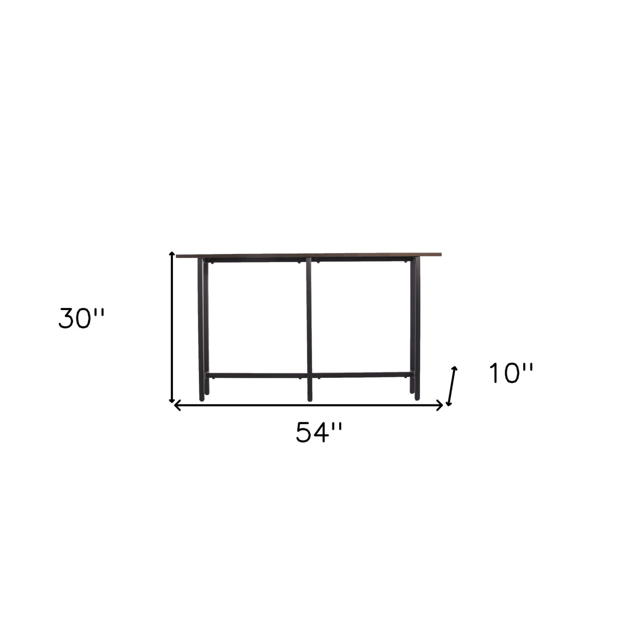 54" Espresso and Black Frame Console Table