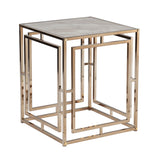 23" Champagne Glass And Iron Square End Table