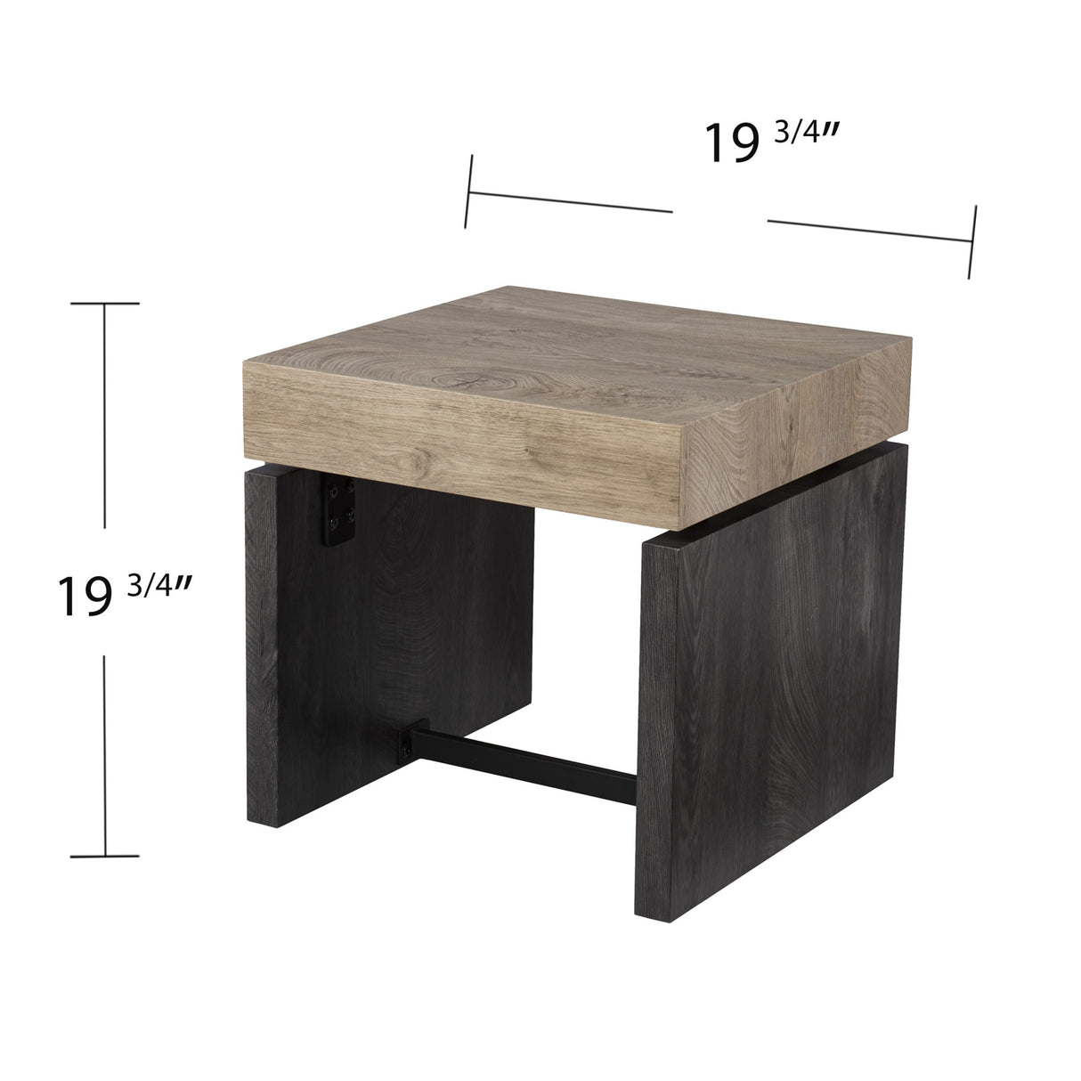 20" Natural Wood Manufactured Wood And Iron Square End Table