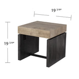 20" Natural Wood Manufactured Wood And Iron Square End Table