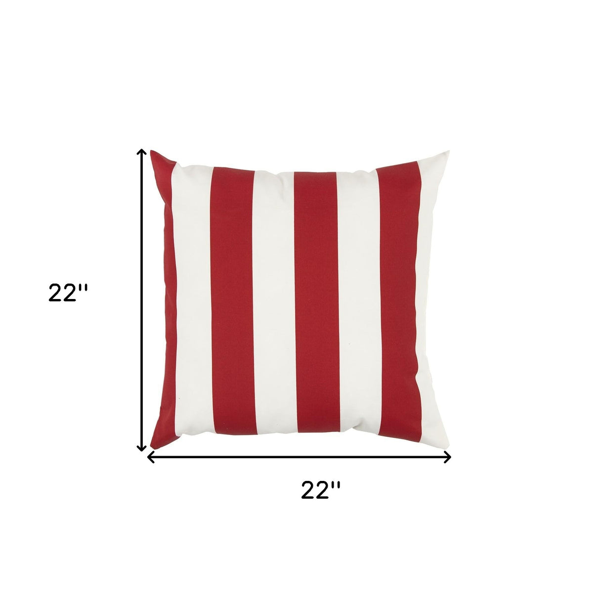 22" Red and White Striped Indoor Outdoor Throw Pillow