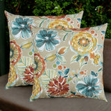 Set of Two 22" X 22" Blue and Orange Indoor Outdoor Throw Pillow Cover & Insert