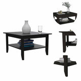 32" Black Coffee Table With Shelf