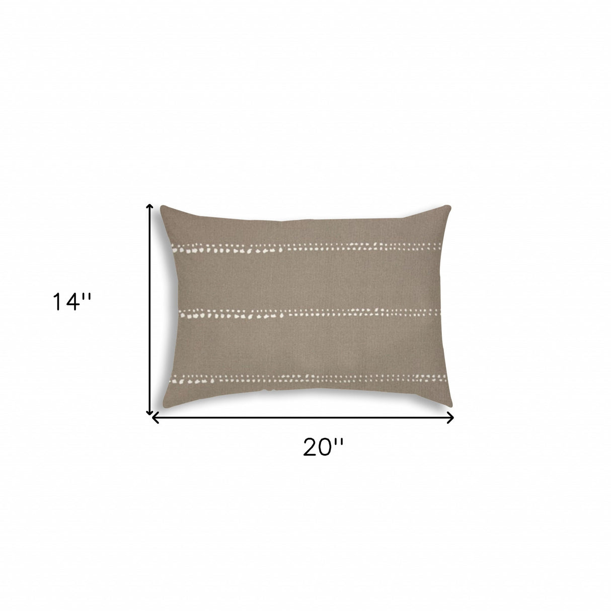 14" X 20" Taupe And White Blown Seam Polka Dots Lumbar Indoor Outdoor Pillow