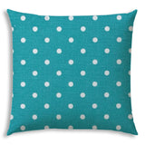 17" X 17" Turquoise Blown Seam Polka Dots Lumbar Indoor Outdoor Pillow