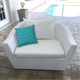 17" X 17" Turquoise Blown Seam Polka Dots Lumbar Indoor Outdoor Pillow