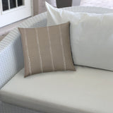 17" X 17" Taupe And White Blown Seam Polka Dots Lumbar Indoor Outdoor Pillow