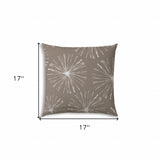 17" Taupe Abstract Indoor Outdoor Throw Pillow