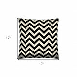 17" X 17" Black And Ivory Blown Seam Zigzag Throw Indoor Outdoor Pillow