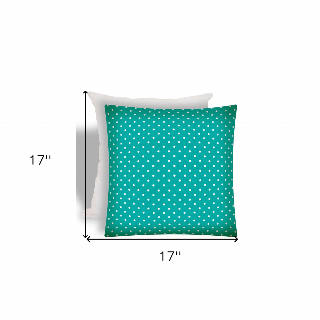 17" X 17" Turquoise Zippered Polka Dots Throw Indoor Outdoor Pillow