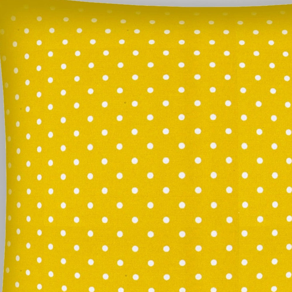 17" X 17" White And Yellow Zippered Polka Dots Throw Indoor Outdoor Pillow