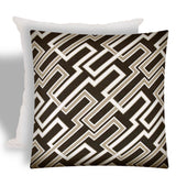 17" X 17" Taupe And Chocolate Zippered Trellis Throw Indoor Outdoor Pillow