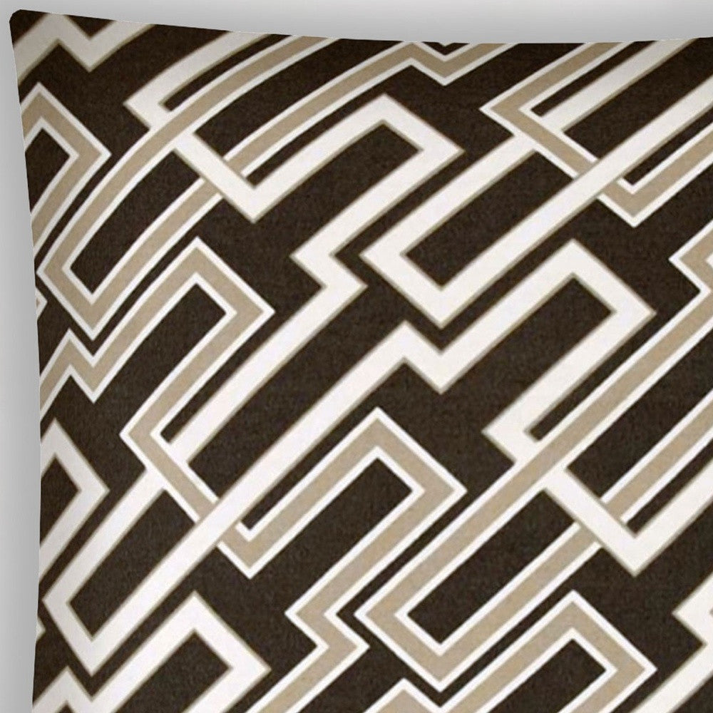 17" X 17" Taupe And Chocolate Zippered Trellis Throw Indoor Outdoor Pillow