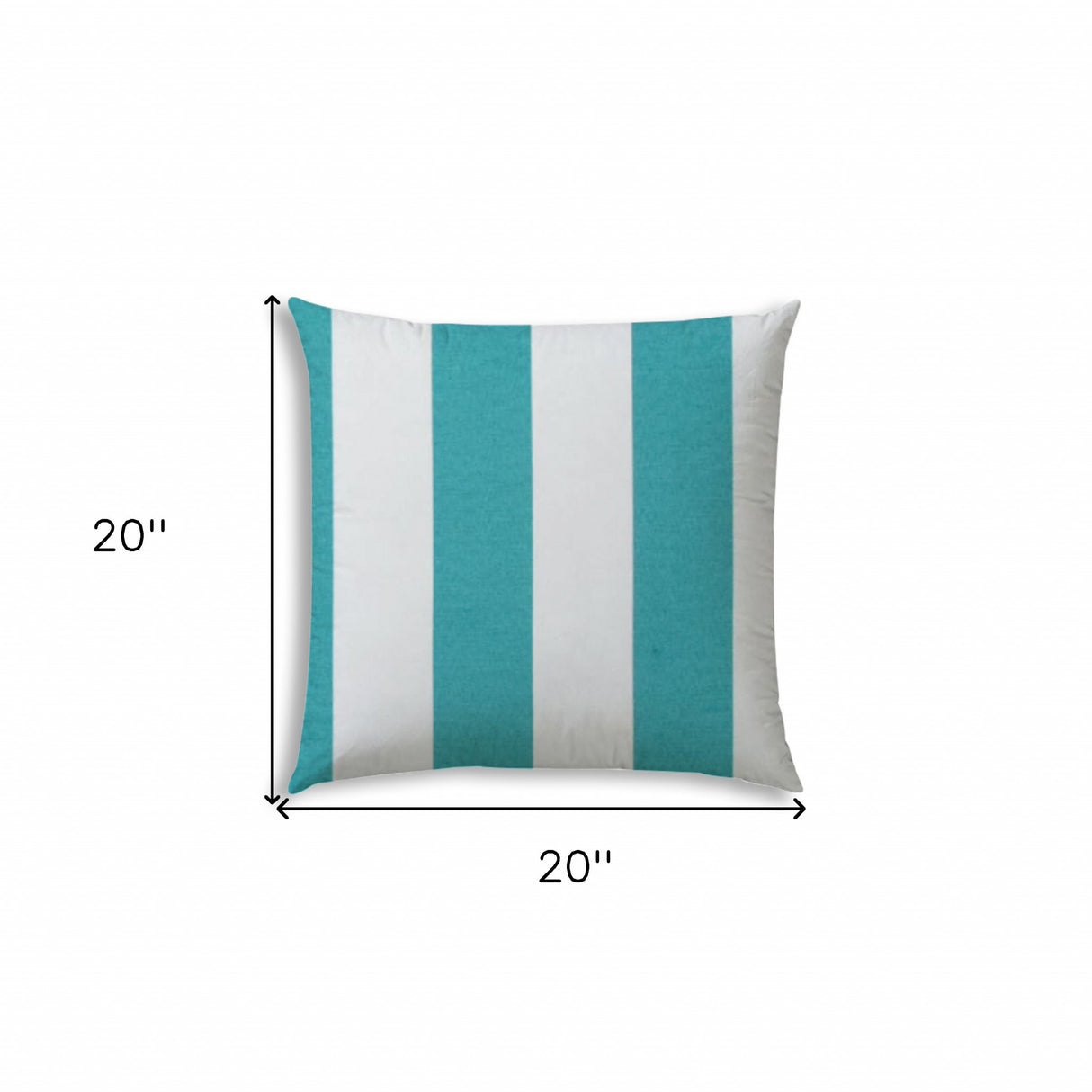 20" X 20" Turquoise And White Blown Seam Striped Throw Indoor Outdoor Pillow