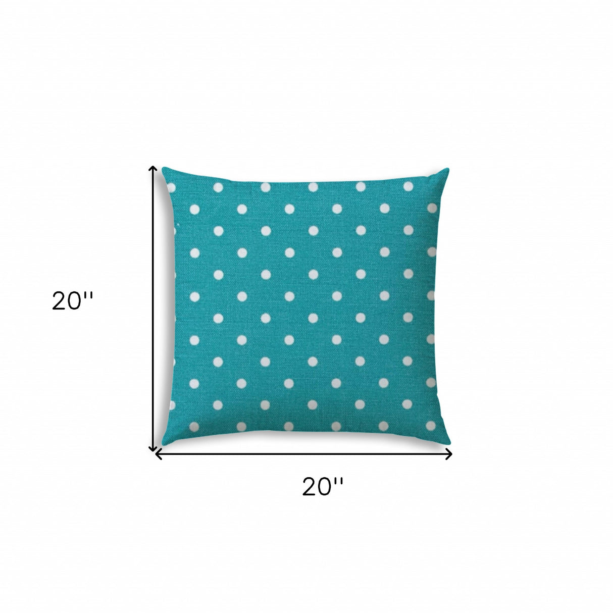 20" X 20" Turquoise Blown Seam Polka Dots Throw Indoor Outdoor Pillow