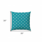 20" X 20" Turquoise Blown Seam Polka Dots Throw Indoor Outdoor Pillow