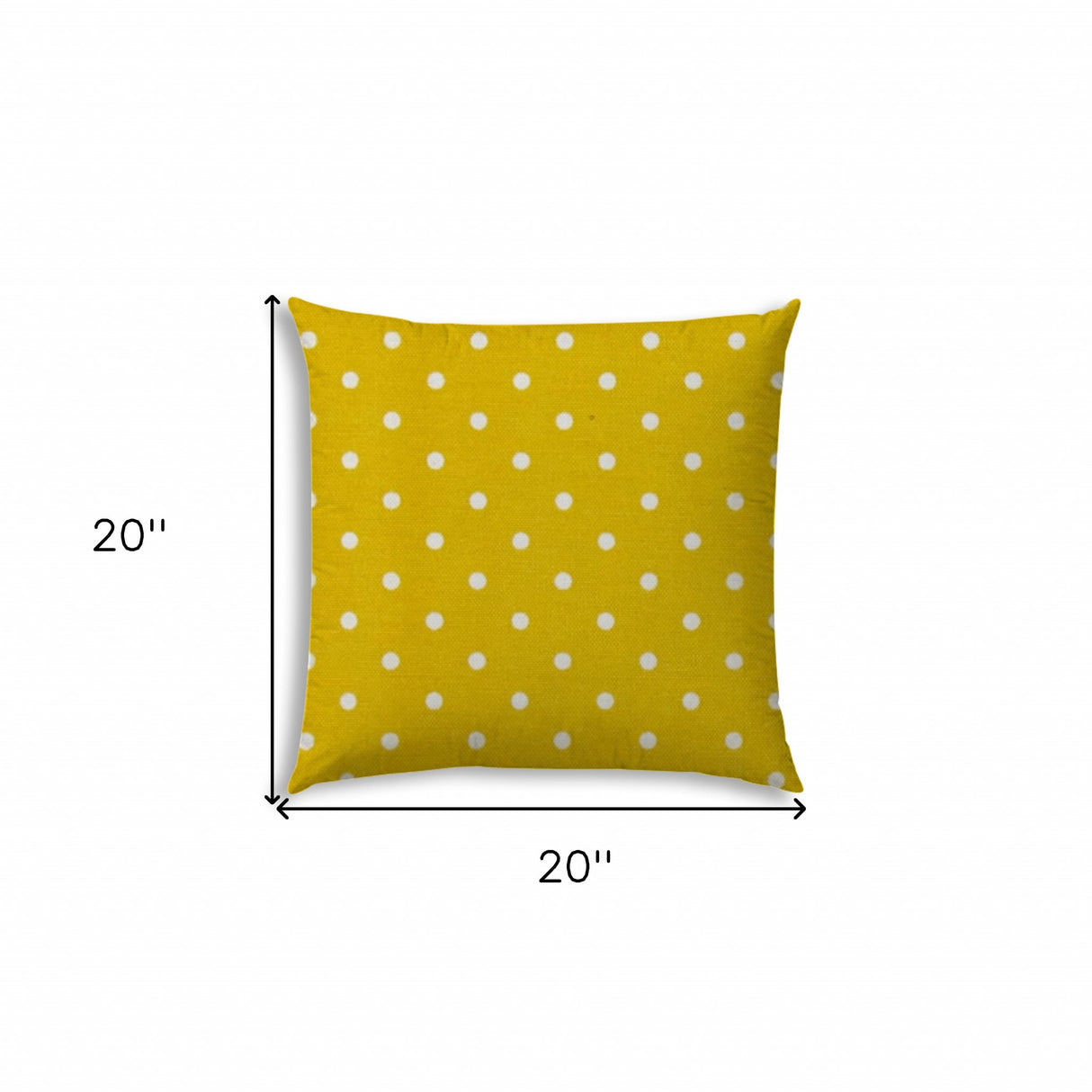 20" X 20" White And Yellow Blown Seam Polka Dots Throw Indoor Outdoor Pillow