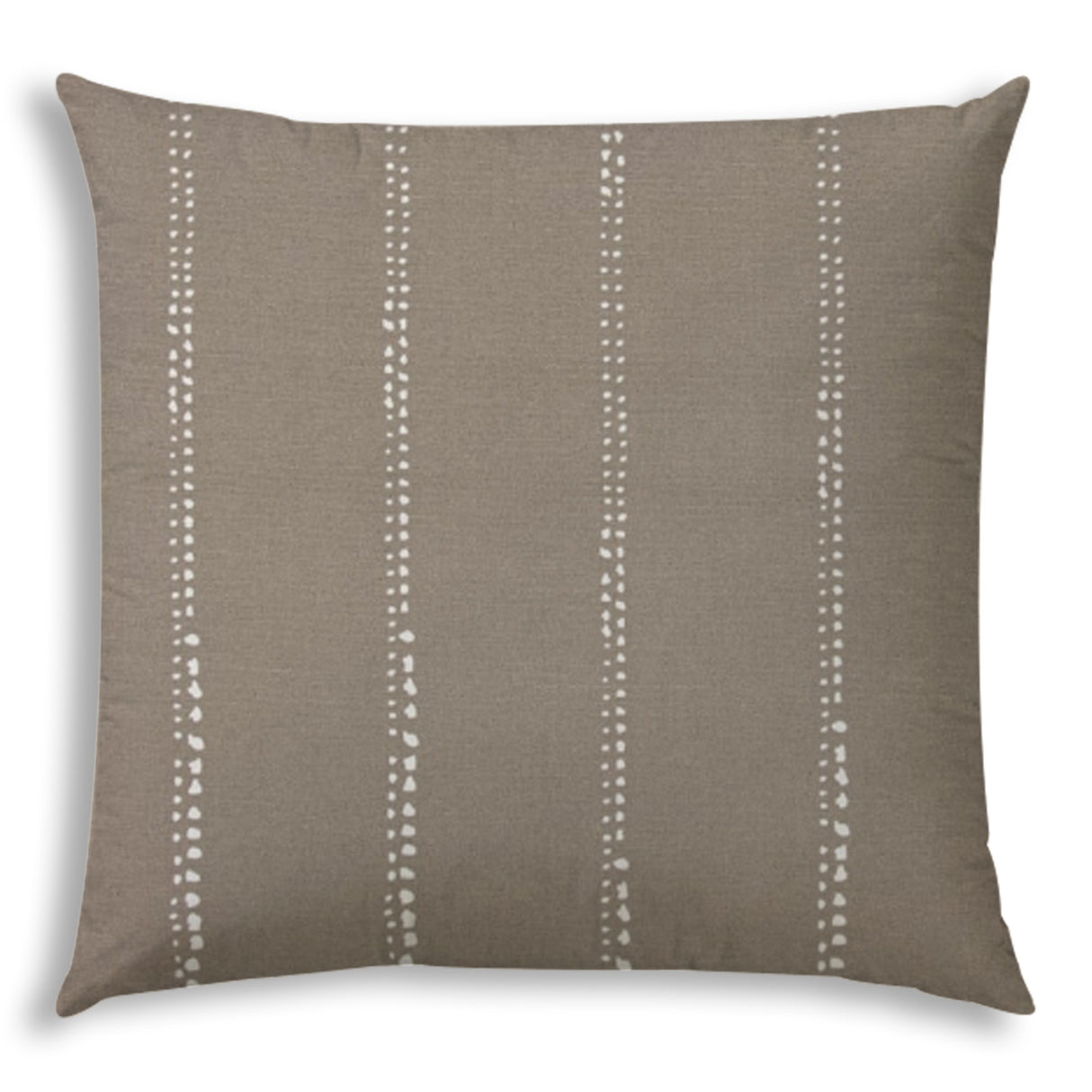 20" X 20" Taupe And White Blown Seam Polka Dots Throw Indoor Outdoor Pillow