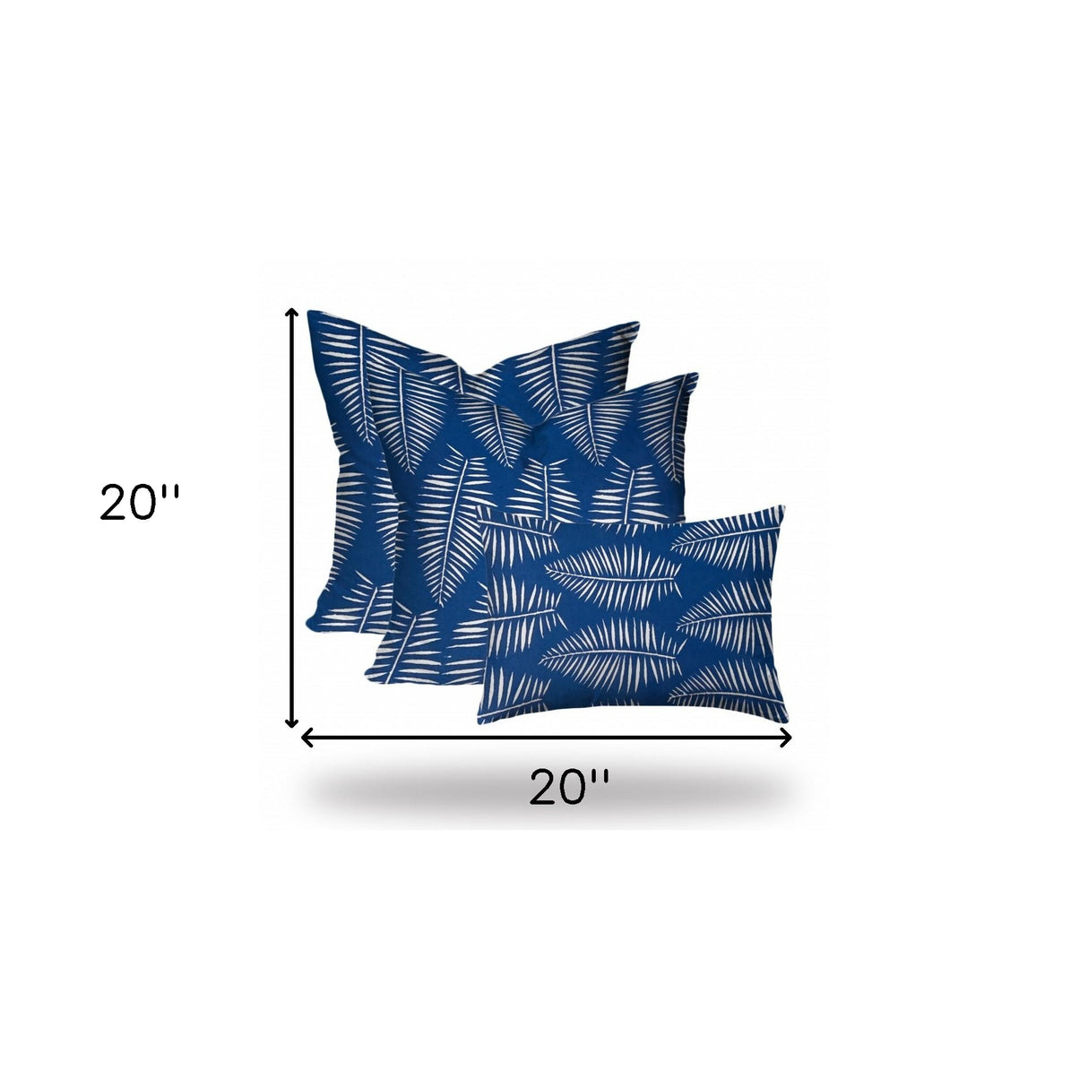 Set Of Three 20" X 20" Blue And White Enveloped Coastal Throw Indoor Outdoor Pillow Cover