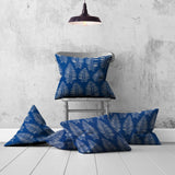 Set Of Three 20" X 20" Blue And White Enveloped Coastal Throw Indoor Outdoor Pillow