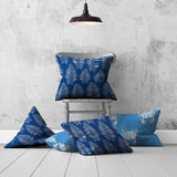 Set Of Three 20" X 20" Blue And White Enveloped Coastal Throw Indoor Outdoor Pillow