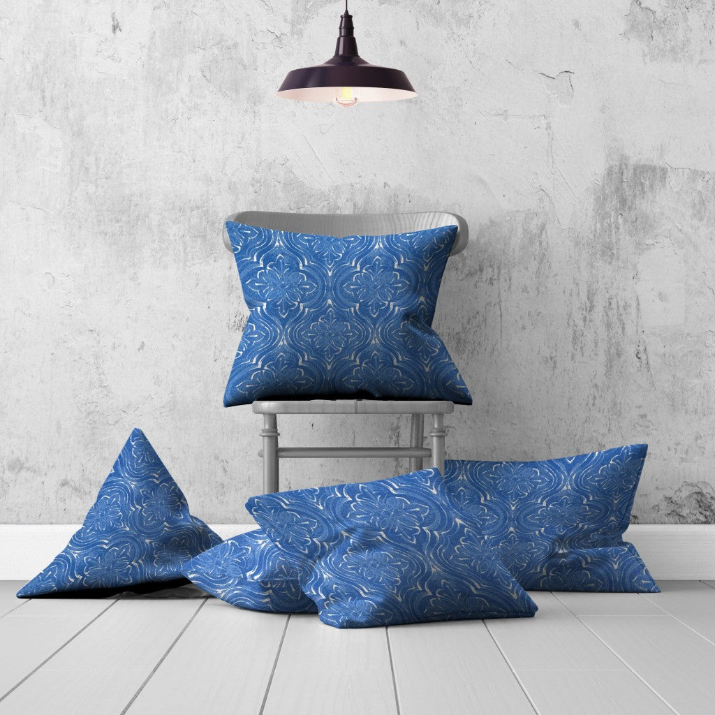 Set Of Three 20" X 20" Blue And White Enveloped Coastal Throw Indoor Outdoor Pillow Cover