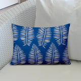 12" X 16" Blue And White Enveloped Tropical Lumbar Indoor Outdoor Pillow Cover