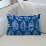 12" X 16" Blue And White Enveloped Tropical Lumbar Indoor Outdoor Pillow Cover