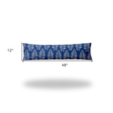 12" X 16" Blue And White Enveloped Tropical Lumbar Indoor Outdoor Pillow Cover