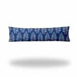 12" X 16" Blue And White Zippered Tropical Lumbar Indoor Outdoor Pillow Cover