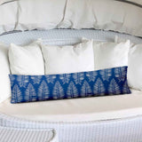 12" X 16" Blue And White Zippered Tropical Lumbar Indoor Outdoor Pillow Cover