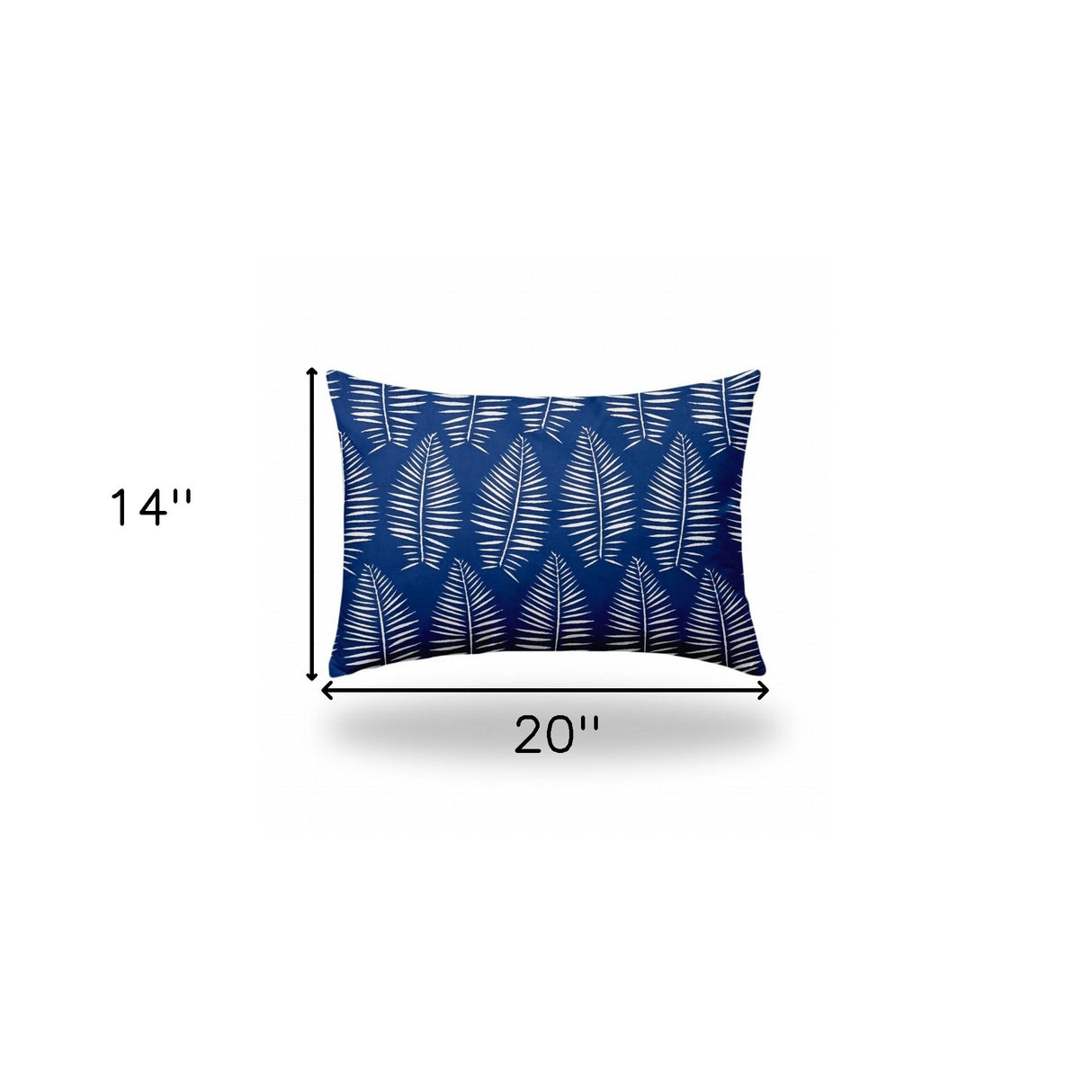 12" X 16" Blue And White Enveloped Tropical Lumbar Indoor Outdoor Pillow Cover