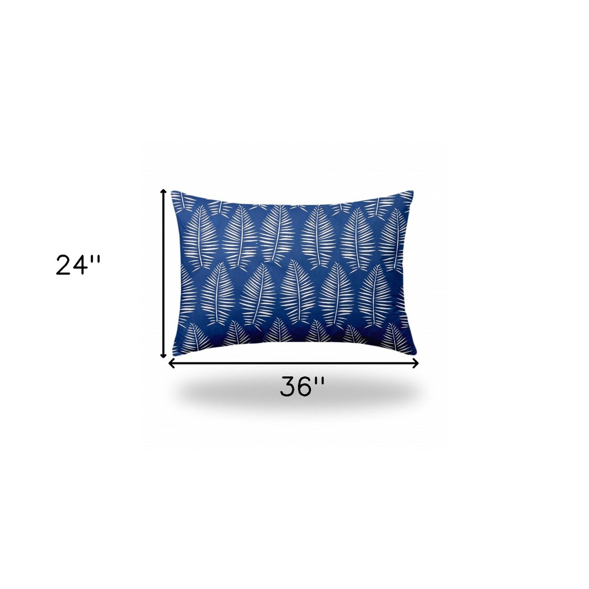 12" X 18" Blue And White Zippered Tropical Lumbar Indoor Outdoor Pillow