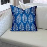 12" X 18" Blue And White Zippered Tropical Lumbar Indoor Outdoor Pillow