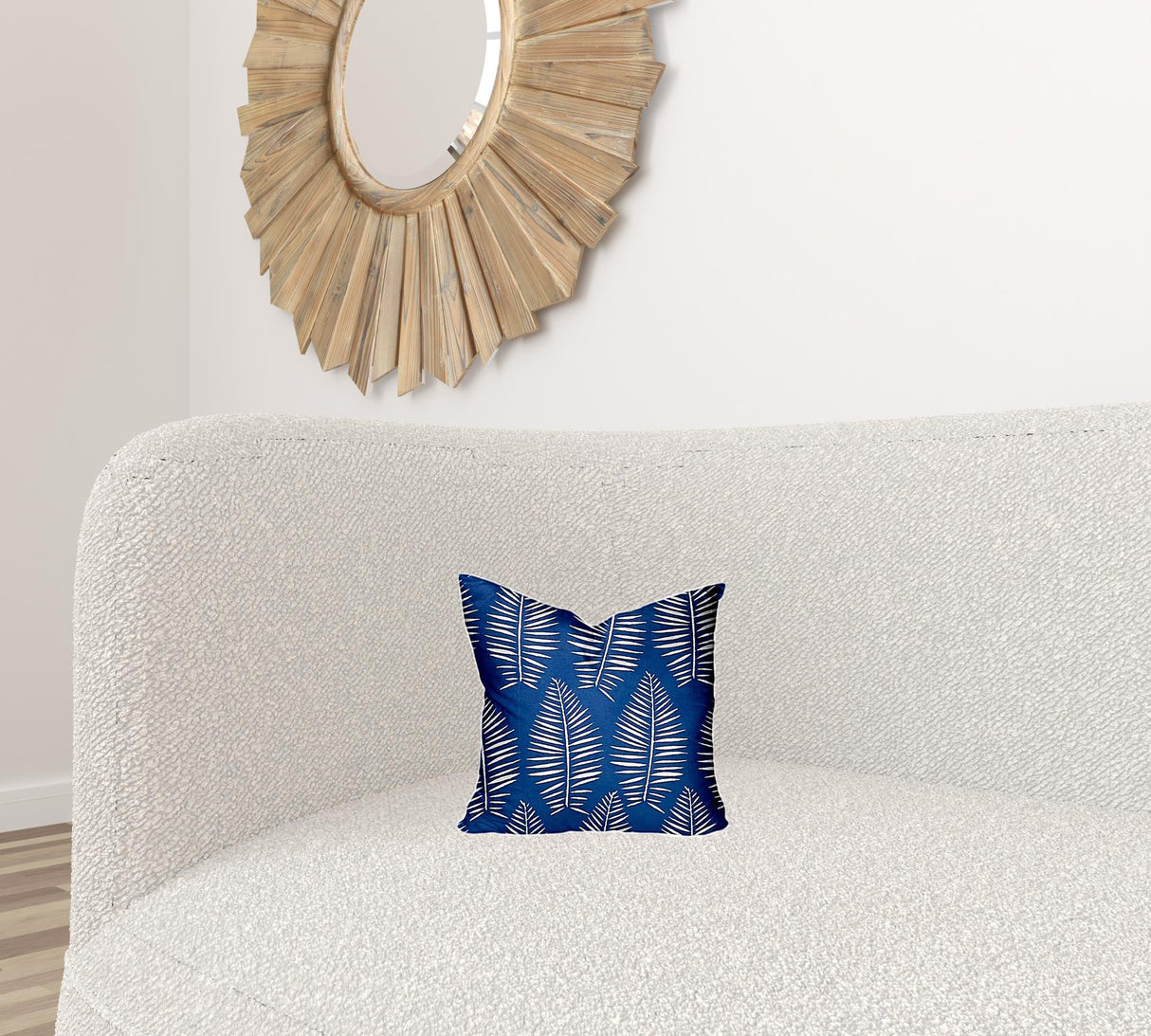 12" X 18" Blue And White Zippered Tropical Lumbar Indoor Outdoor Pillow