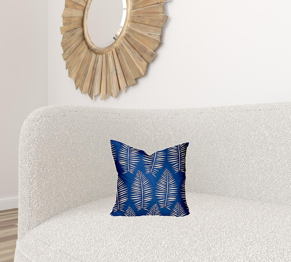 12" X 18" Blue And White Zippered Tropical Lumbar Indoor Outdoor Pillow