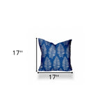 12" X 18" Blue And White Zippered Tropical Lumbar Indoor Outdoor Pillow