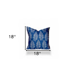 12" X 16" Blue And White Enveloped Tropical Lumbar Indoor Outdoor Pillow Cover