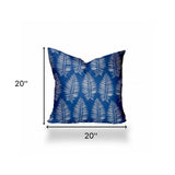 12" X 16" Blue And White Enveloped Tropical Lumbar Indoor Outdoor Pillow Cover