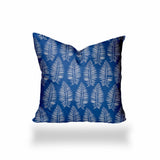 12" X 18" Blue And White Zippered Tropical Lumbar Indoor Outdoor Pillow