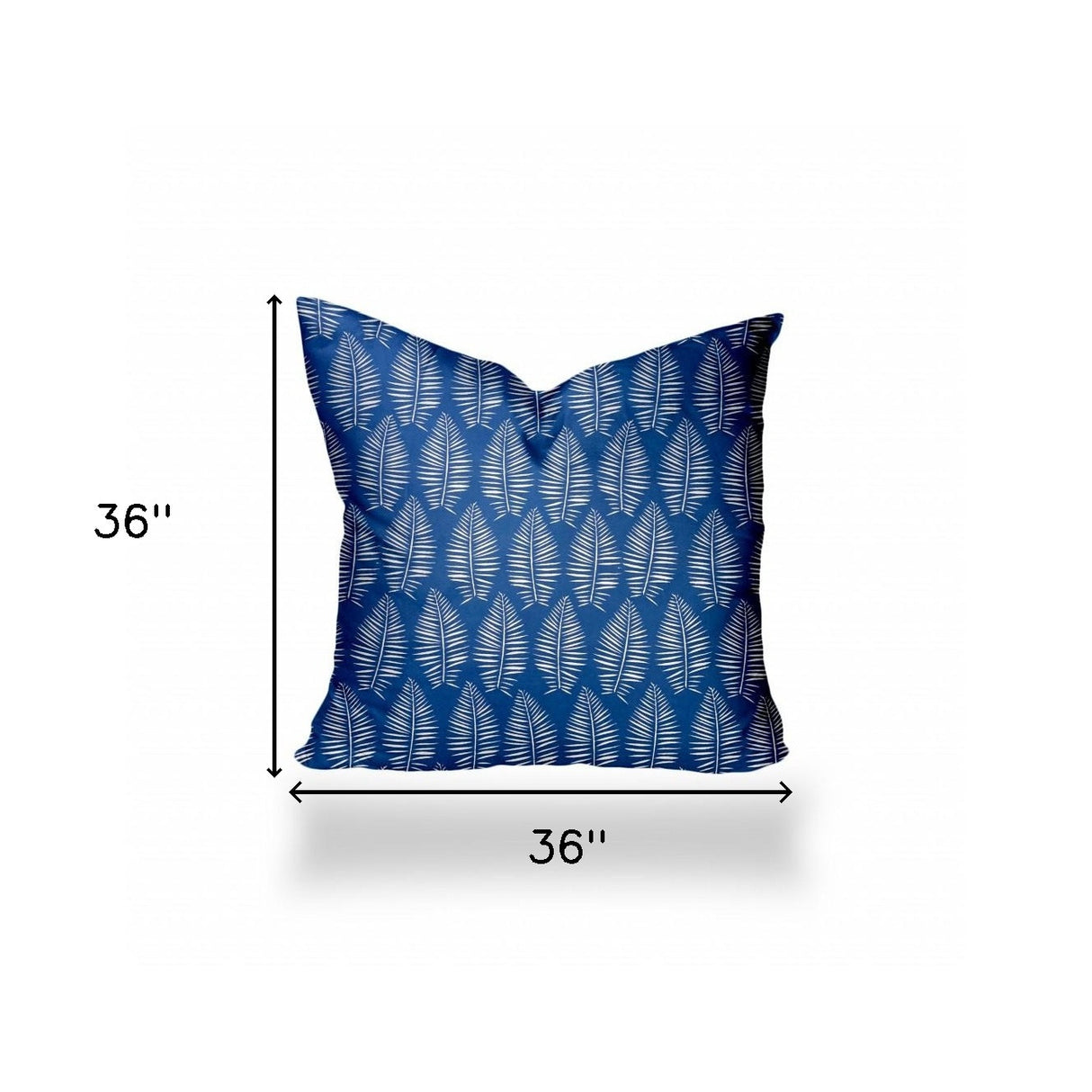 12" X 16" Blue And White Zippered Tropical Lumbar Indoor Outdoor Pillow Cover