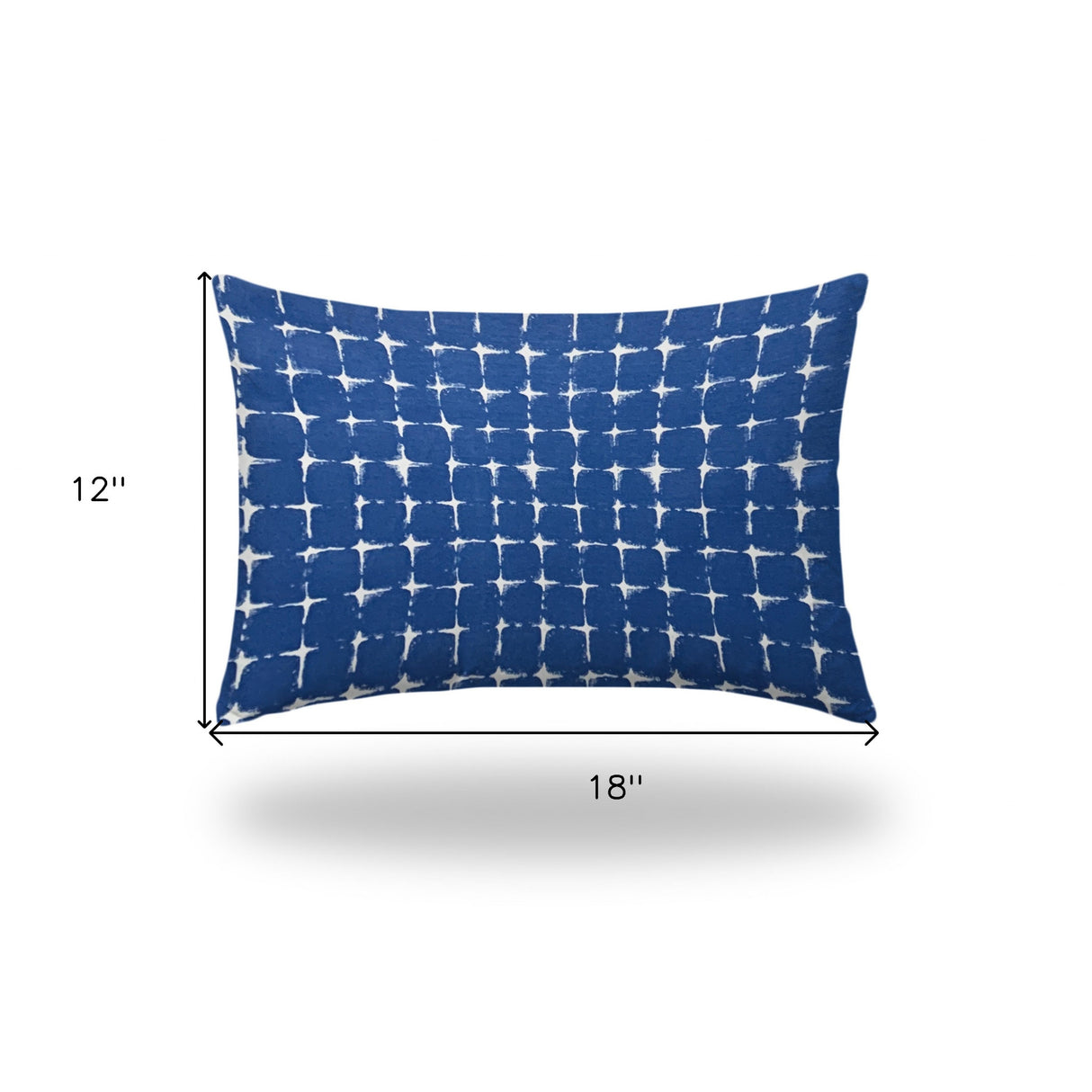 14" X 24" Blue And White Zippered Gingham Lumbar Indoor Outdoor Pillow Cover