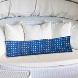 14" X 24" Blue And White Zippered Gingham Lumbar Indoor Outdoor Pillow Cover