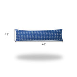 14" X 24" Blue And White Zippered Gingham Lumbar Indoor Outdoor Pillow Cover