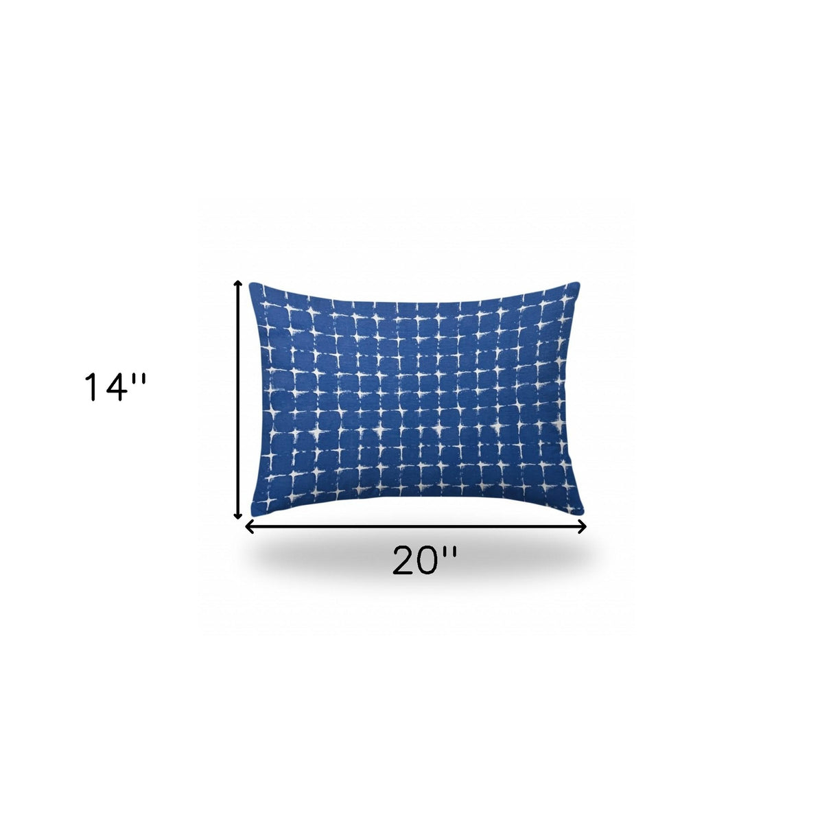 14" X 24" Blue And White Zippered Gingham Lumbar Indoor Outdoor Pillow Cover