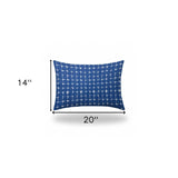 14" X 24" Blue And White Zippered Gingham Lumbar Indoor Outdoor Pillow Cover