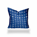 12" X 16" Blue And White Zippered Gingham Lumbar Indoor Outdoor Pillow