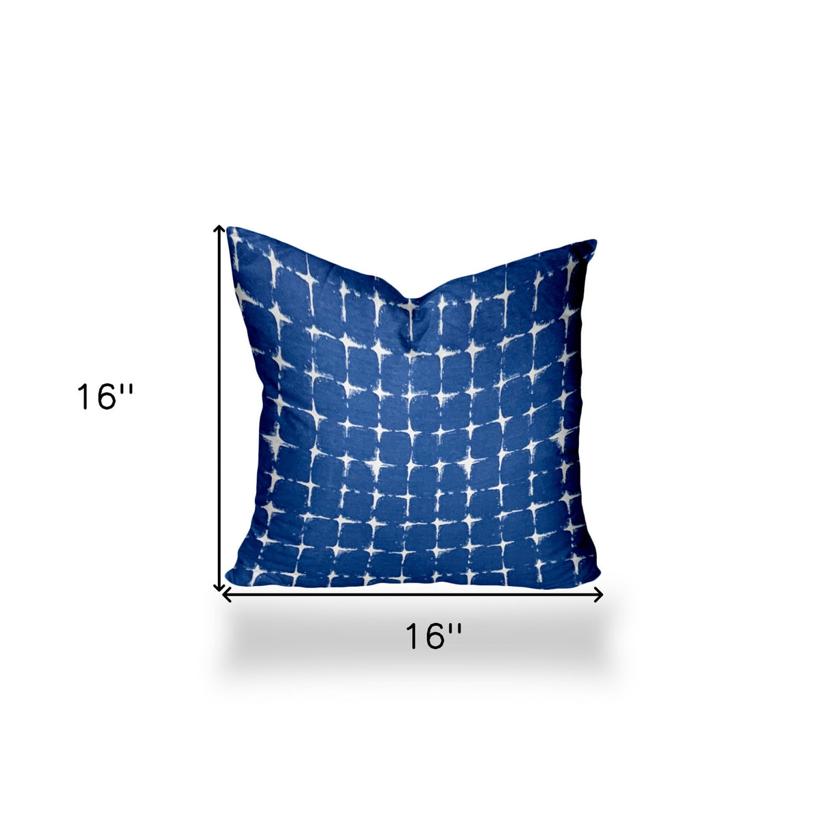 16" X 16" Blue And White Enveloped Gingham Throw Indoor Outdoor Pillow