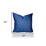 14" X 24" Blue And White Zippered Gingham Lumbar Indoor Outdoor Pillow Cover